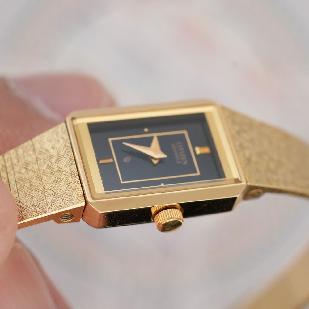 Citizen 2200-222857 Vintage Tank Watch Gold Tone 13mm JWCII sticker New Battery - Picture 9 of 13